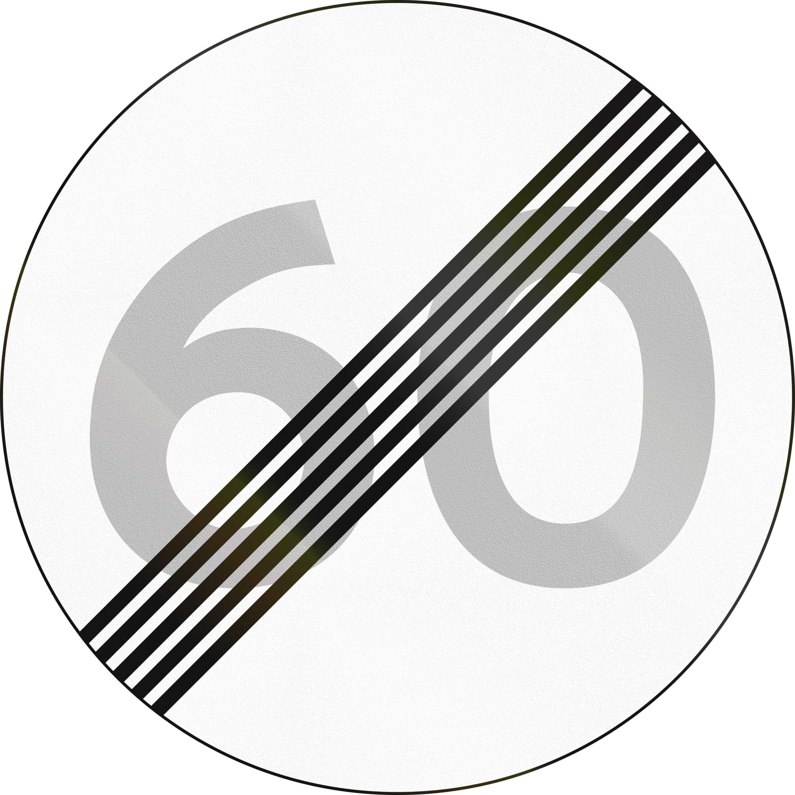 'End of speed limit restrictions' road sign in Germany.