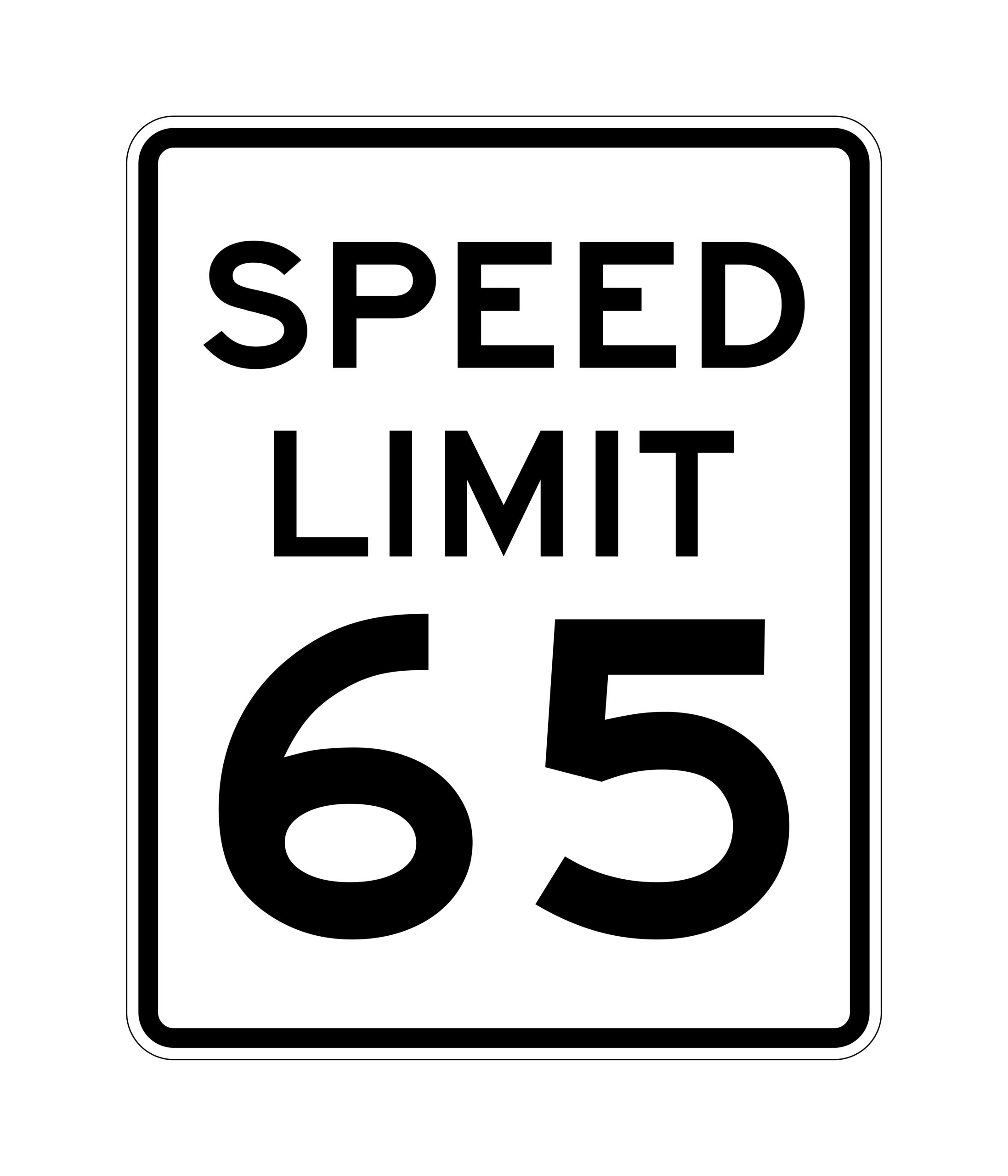 American speed limit road sign.