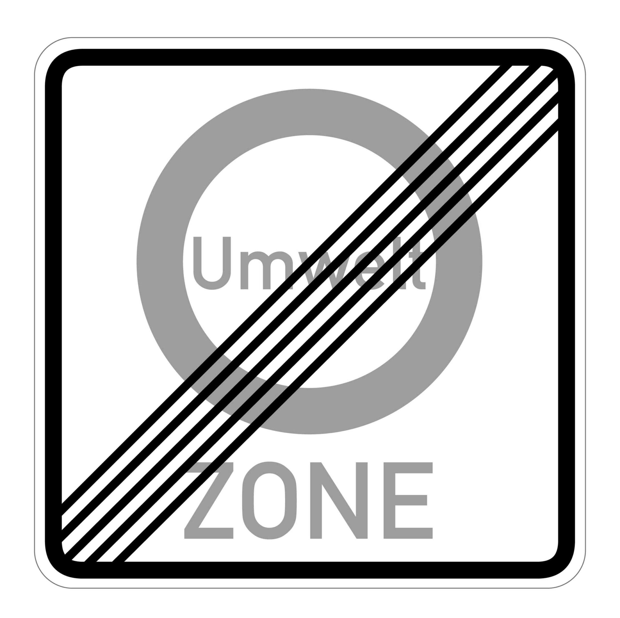 German road sign informing drivers that the low emission zone has ended.
