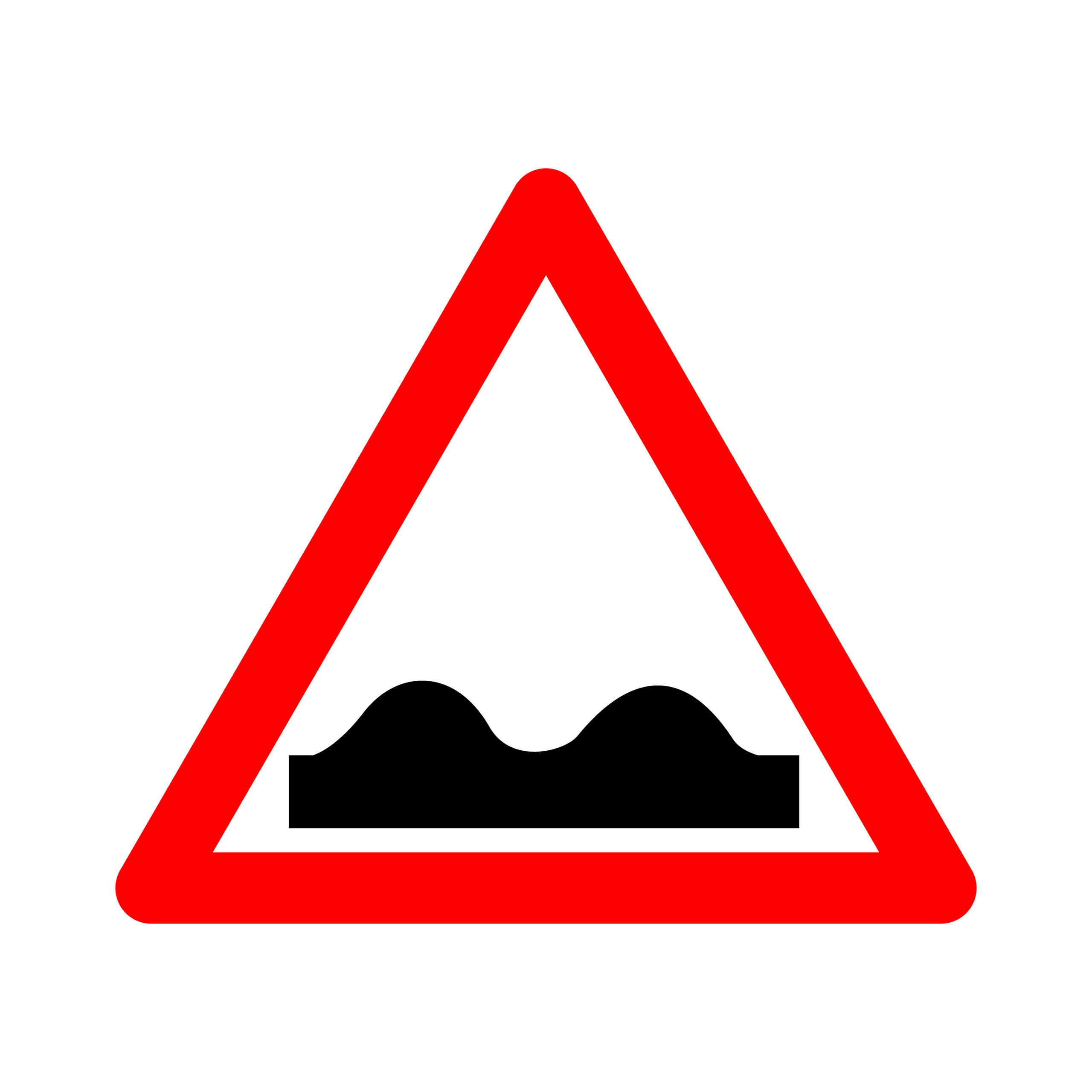 Road sign found in Germany warning drivers of an uneven road.