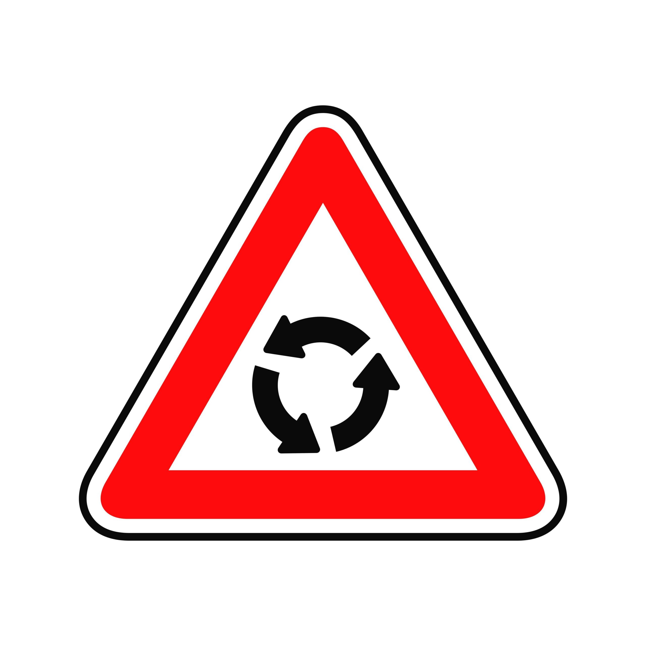 Spanish road sign warning of roundabout ahead