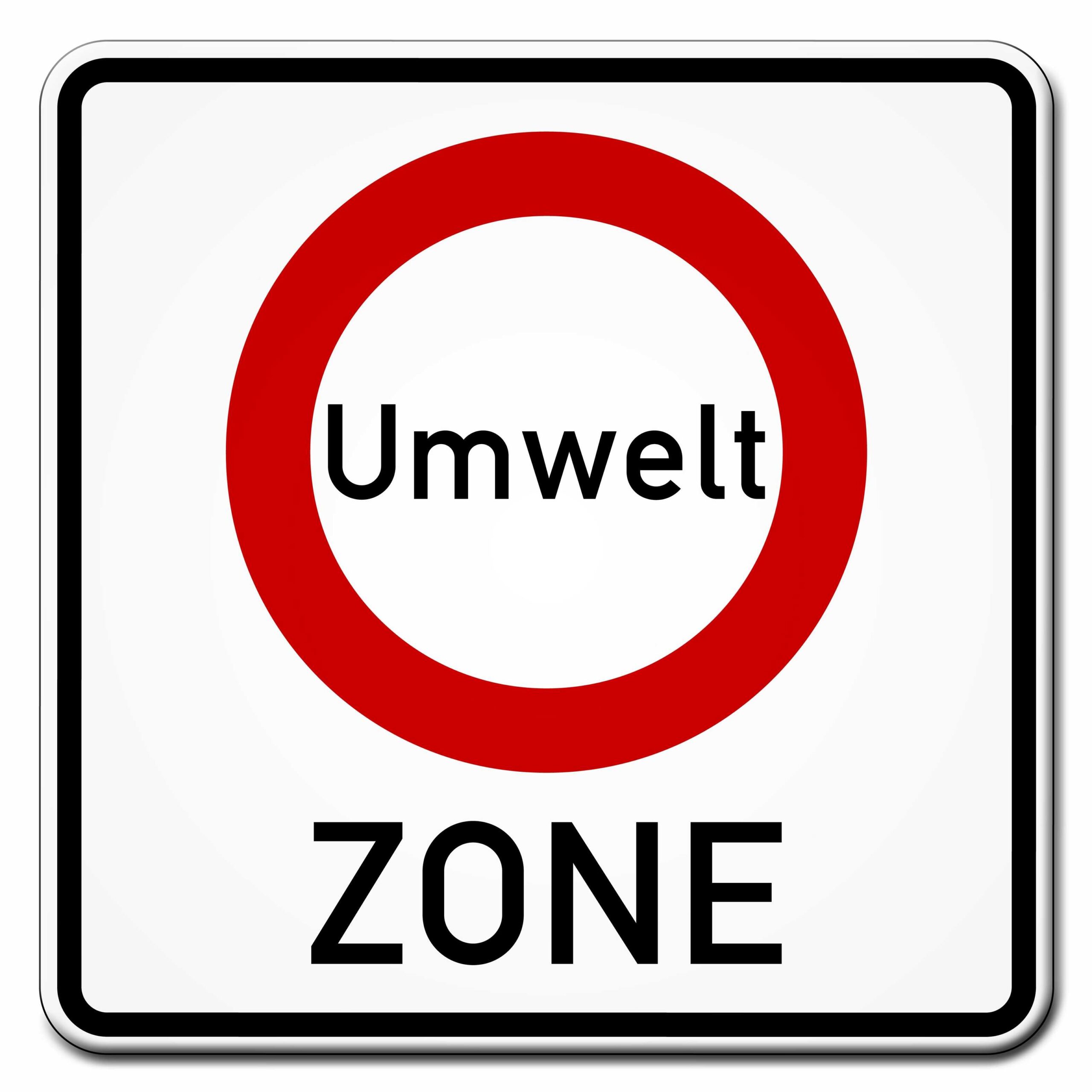 Road sign showcasing a traffic restriction zone begins in Germany.