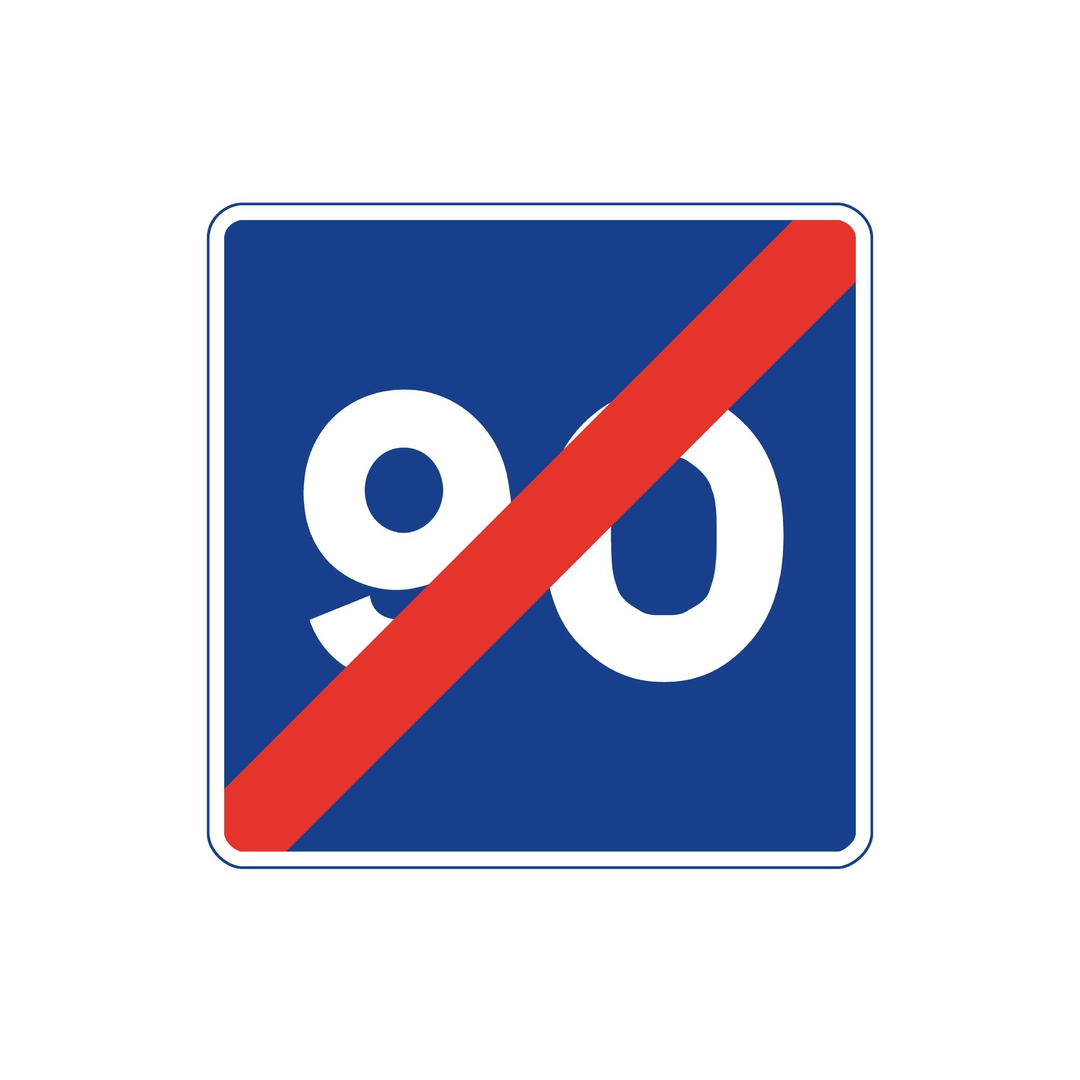 End of recommended speed limit road sign found in France.