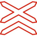 Portuguese Road Sign for a railway crossing with more than one railway coming up.
