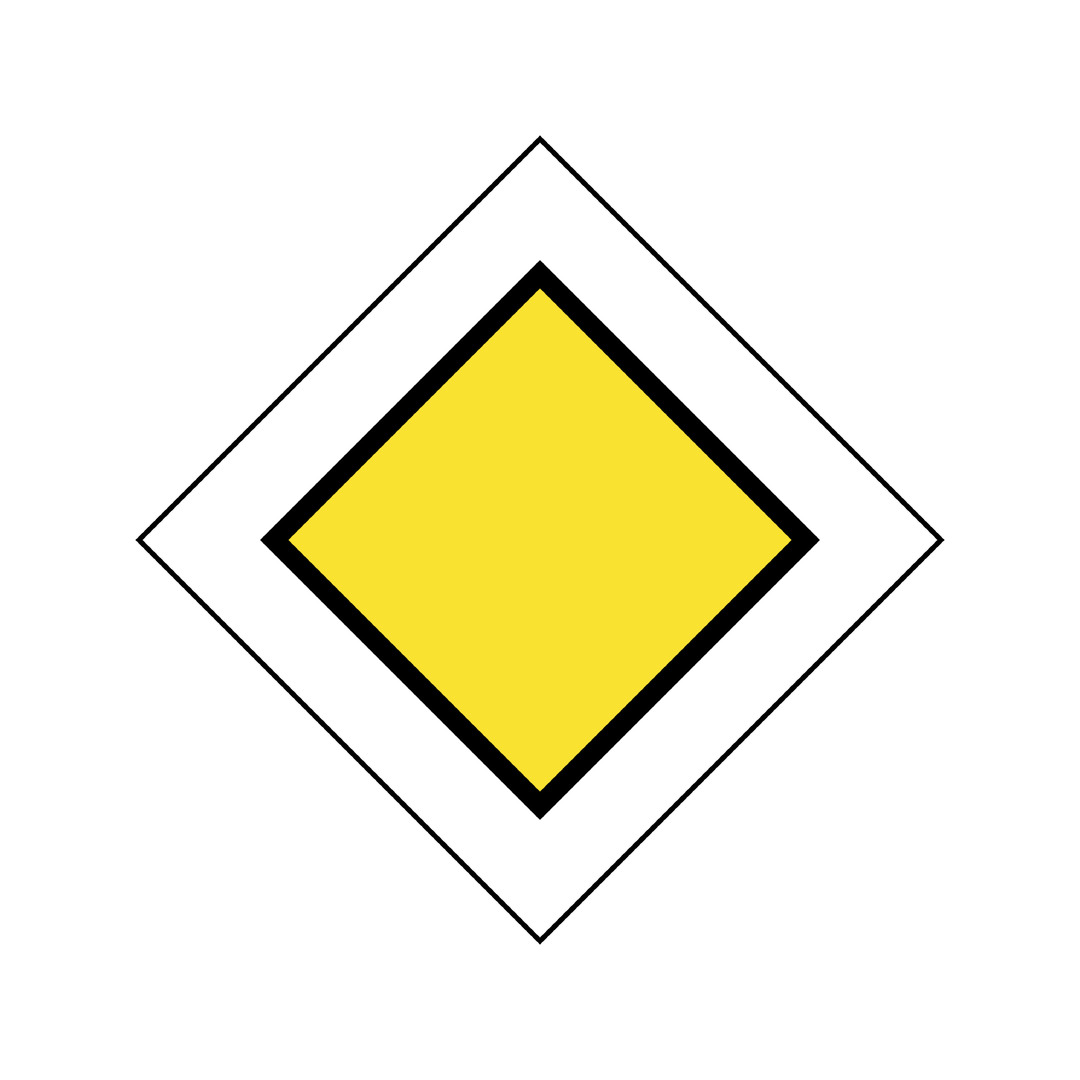 Road sign showing the priority road begins.