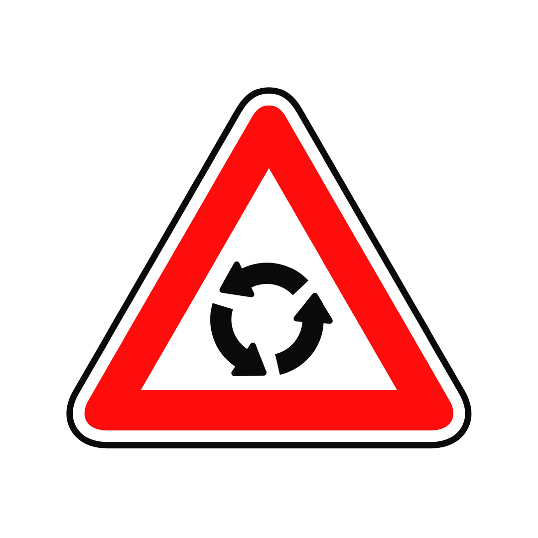 Belgian road sign telling drivers there is a roundabout ahead.